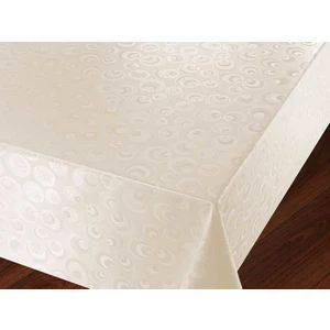 Efem Home Krem Pvc Astarlı Kumaş Görünümlü Kabartmalı Desen Masa Örtüsü