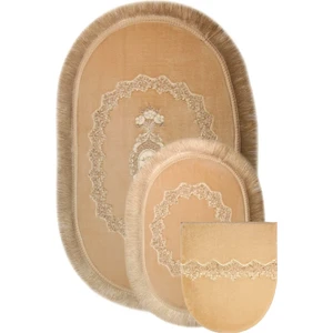 Bonny Home Exclusive Oval Vizon 3lü Klozet Takımı Çeyizlik Banyo Halısı Paspası Seti