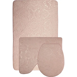 Bonny Home Ultrasoft Desenli 3lü Pudra Klozet Takımı Banyo Halısı Paspası Seti