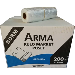 Rulo Atlet Market Poşet Torba / 200 Adetlik 20 Rulo / Toplam 4000 Torba / Şeffaf / Koli