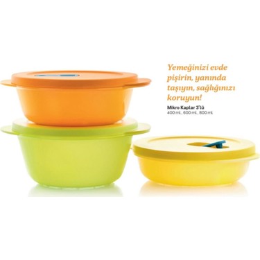 Tupperware 3'lü 400 ml & 600 ml & 800 ml Mikro Kap Seti Fiyatı
