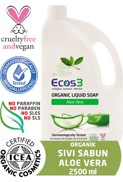Ecos3 Organik Sıvı Sabun Aloevera 2500 Ml