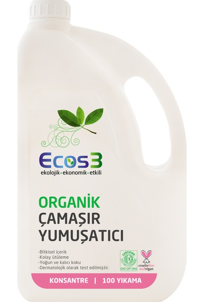 Ecos3 Organik Konsantre Çamaşır Yumuşatıcı 2500 Ml ( 100 Yıkama)