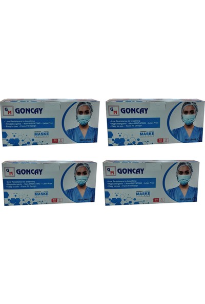 Goncay Burun Telli Full Ultrasonik Beyaz Cerrahi Maske x 4