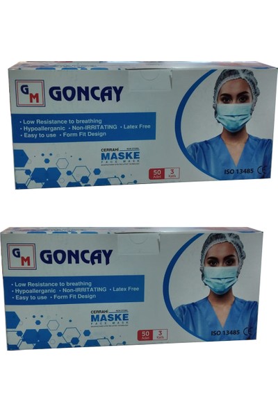 Goncay Burun Telli Full Ultrasonik Beyaz Cerrahi Maske x 2