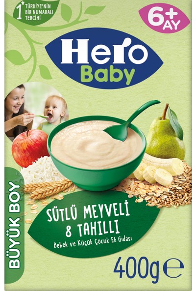 Hero Baby Sütlü 8 Tahıllı Meyveli Kaşık Mama 400g
