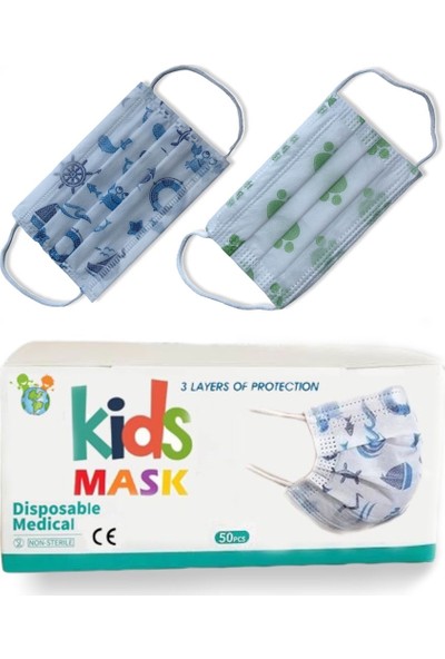 Kids Çocuk Maskesi 3 Katlı 50 Adet