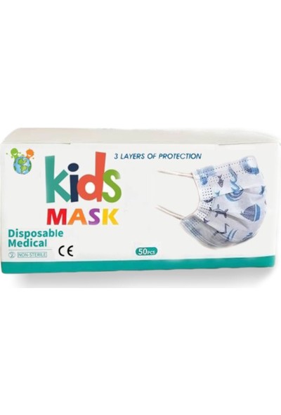 Kids Çocuk Maskesi 3 Katlı 50 Adet