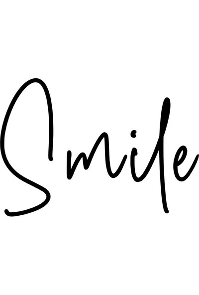 New Jargon El Yazısı ile Yazılmış Smile Duvar Yazısı Sticker 60x41cm - Siyah