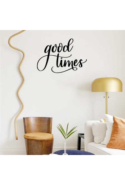 New Jargon El Yazısı ile Yazılmış Good Times Duvar Yazısı Sticker 60x41 cm - Siyah