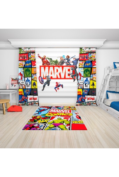 Tekstil Net Marvel Temalı Baskılı Çocuk Odası Fon Perde Ch-511