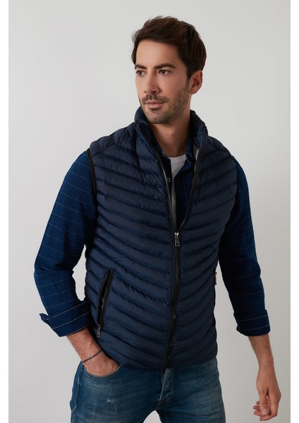 Slim Fit Dik Yaka Kapitone Şişme Yelek Erkek Yelek 5852004