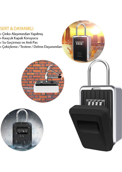 Safe Key 7 Şifreli Çelik Kasa Anahtar Kasası Kutusu Anahtarlık Askı Tipi Çelik Anahtar Kutusu