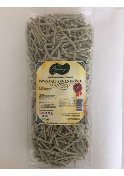 Ispanaklı Vegan Erişte 500 gr fiyatları