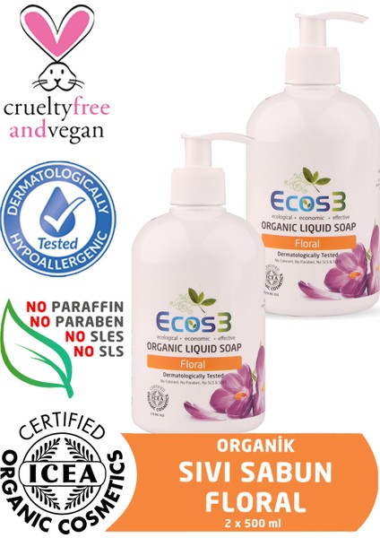 Organik Sıvı Sabun Floral 2’Li Set 500 ml x 2