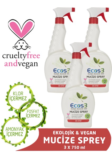 Ekolojik Mucize Sprey 3lü Set 3 x 750 ml