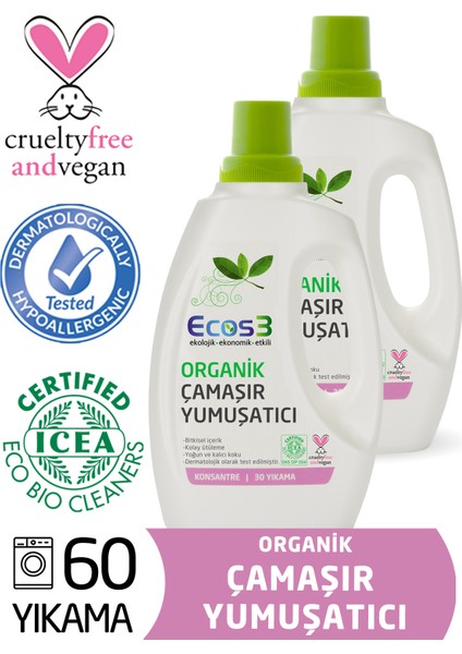 Organik ve Vegan Çamaşır Yumuşatıcı (2x750 ml - 60 Yıkama)