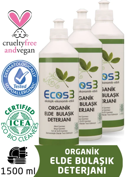 Organik Elde Bulaşık Deterjanı 500 ml x 3lü Set