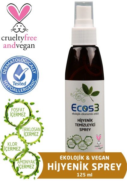 Ekolojik & Vegan Hijyenik Temizleyici Sprey (125 ml)