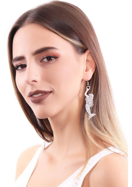 Kadın Antik Gümüş Kaplama Sallantılı Deniz Kızı Küpe modelleri