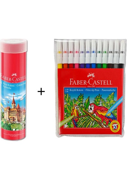 24'lü Tüp Kuru Boya + Faber-Castell 12 Renk Keçeli Kalem