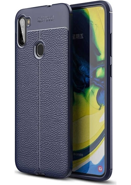 Samsung Galaxy M11 Kılıf Niss Silikon Deri Görünümlü Lacivert