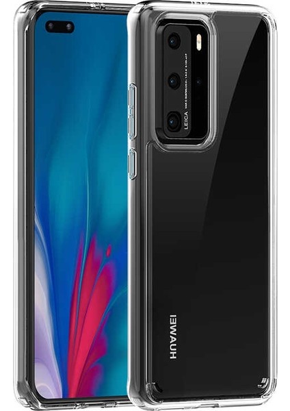 Huawei P40 Pro Kılıf Coss Şeffaf Sert Kapak Şeffaf