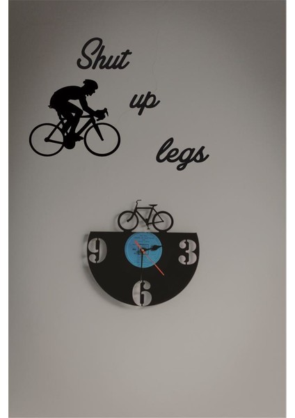 Shut Up Legs Yazısı + Bisiklet Duvar Tablosu Bisiklet Duvar Dekoru