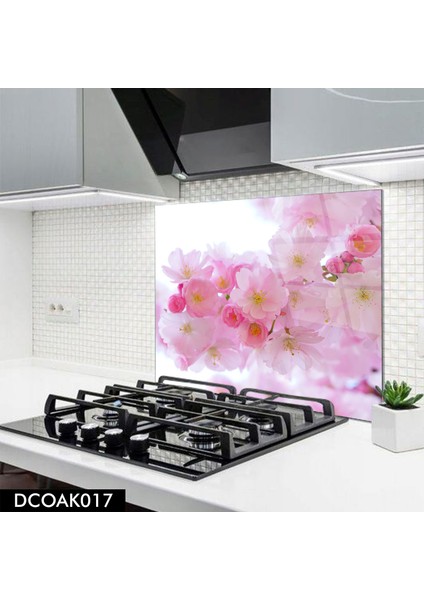 Cam Ocak Arkası Koruyucu | Kayısı Çiçeği Model