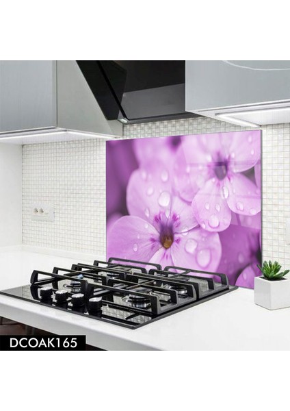 Cam Ocak Arkası Koruyucu | Çiçek Desenli