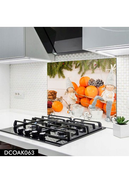 Cam Ocak Arkası Koruyucu | Portakal Desenli