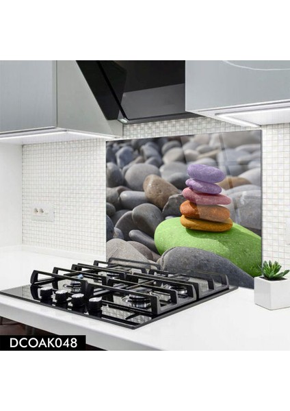 Cam Ocak Arkası Koruyucu | Taş Desenli