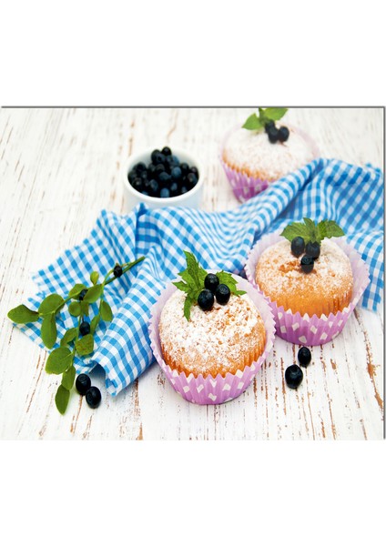 Cam Ocak Arkası Koruyucu | Cupcake Desenli