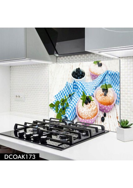 Cam Ocak Arkası Koruyucu | Cupcake Desenli