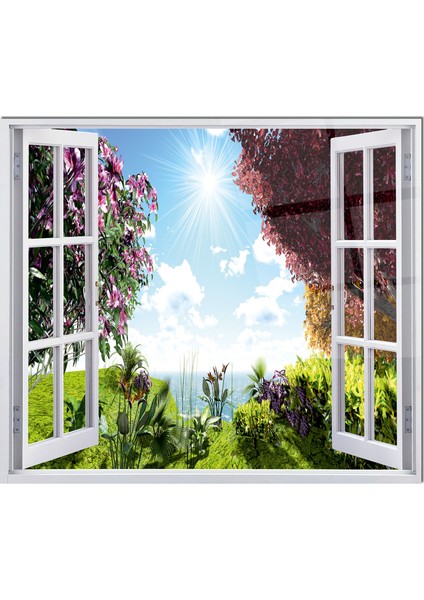 Cam Ocak Arkası Koruyucu | Pencere ve Çiçekler