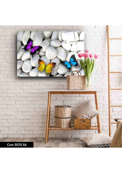Cam Tablo Kelebek Tablo 50 x 70 cm Uv Baskı Temperli Cam