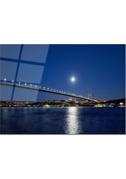 Cam Tablo Deniz ve Ay 50 x 70 cm Uv Baskı Temperli Cam