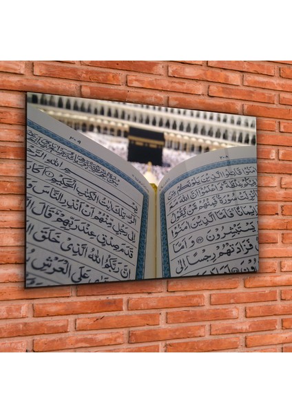 Kur'an-I Kerim ve Kabe Cam Tablo 50 x 70 cm Uv Baskı Temperli
