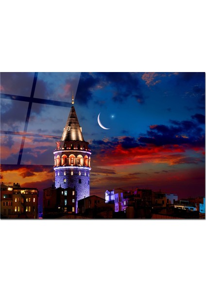 Cam Tablo Gece Tablo 50 x 70 cm Uv Baskı Temperli Cam