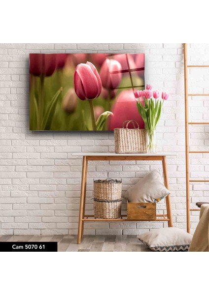 Cam Tablo Çiçekli Tablo 50 x 70 cm Uv Baskı Temperli Cam