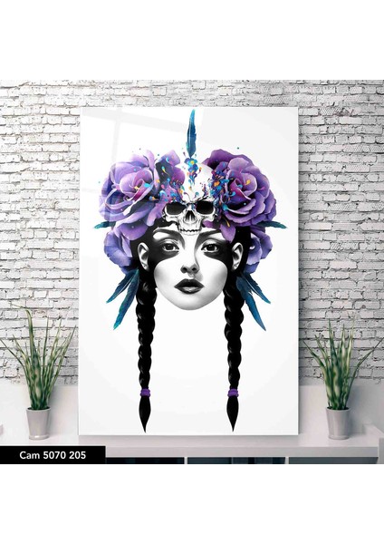 Cam Tablo Kuru Kafa ve Kız 50 x 70 cm Uv Baskı Temperli Cam