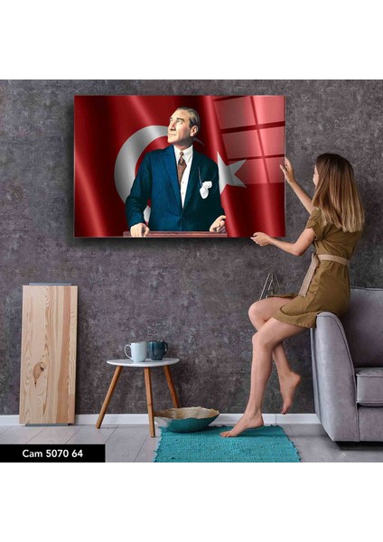 Cam Tablo Atatürk Tablo 50 x 70 cm Uv Baskı Temperli Cam fiyatları