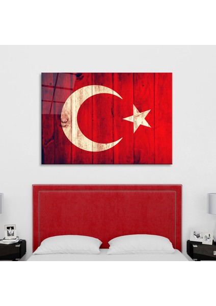 Türk Bayrağı Cam Tablo 6 50 x 70 cm Uv Baskı Temperli