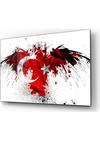 Kartal ve Türk Bayrağı Cam Tablo 50 x 70 cm Uv Baskı Temperli