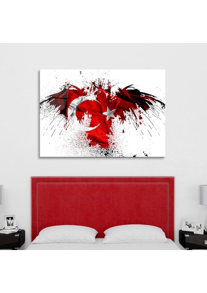 Kartal ve Türk Bayrağı Cam Tablo 50 x 70 cm Uv Baskı Temperli
