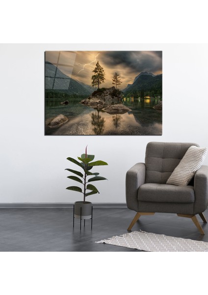 Yansıma ve Yıldırım Cam Tablo 50 x 70 cm Uv Baskı Temperli