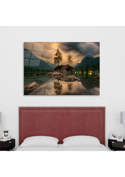 Yansıma ve Yıldırım Cam Tablo 50 x 70 cm Uv Baskı Temperli