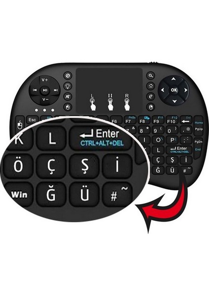 Plo-I8 S Kablosuz Türkçe Karakterli Klavye Dokunmatik Mouse Tv Kumandası fiyatları
