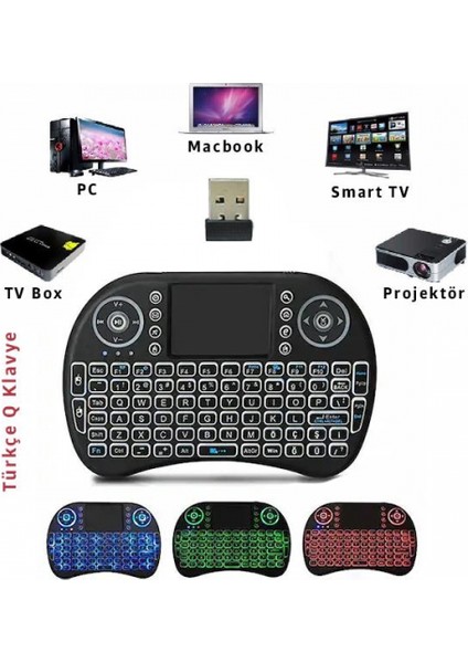 Plo-I8 S Kablosuz Türkçe Karakterli Klavye Dokunmatik Mouse Tv Kumandası fırsatları