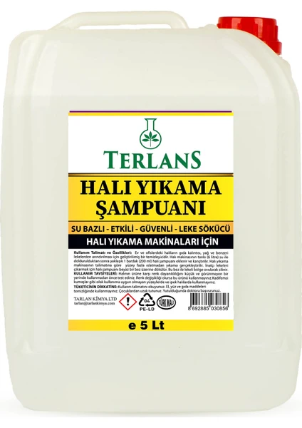 Terlans Parfümlü Halı Yıkama Şampuanı 5 Lt Makine Için Köpük ve Ph Ayarlı Konsantre Şampuan Carpet Cleaning Shampoo